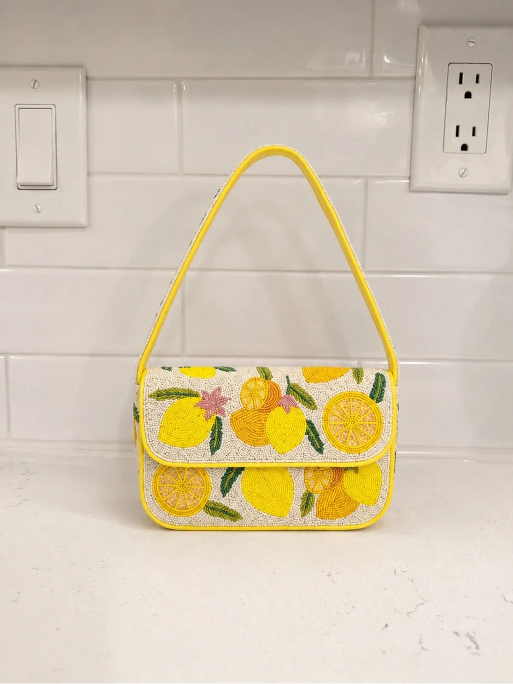 Lemon Beaded Yellow Shoulder Bag America & Beyond